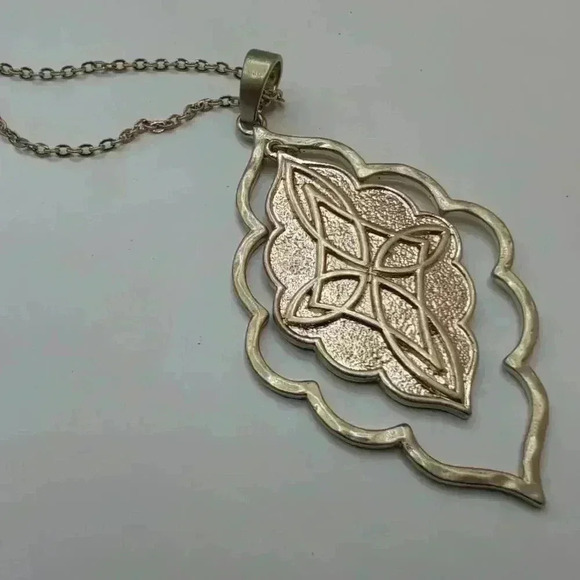 NEW Canvas Goldtone Necklace Pendant Gold Chain Colorful Abalone Shell Reverses - Picture 4 of 7